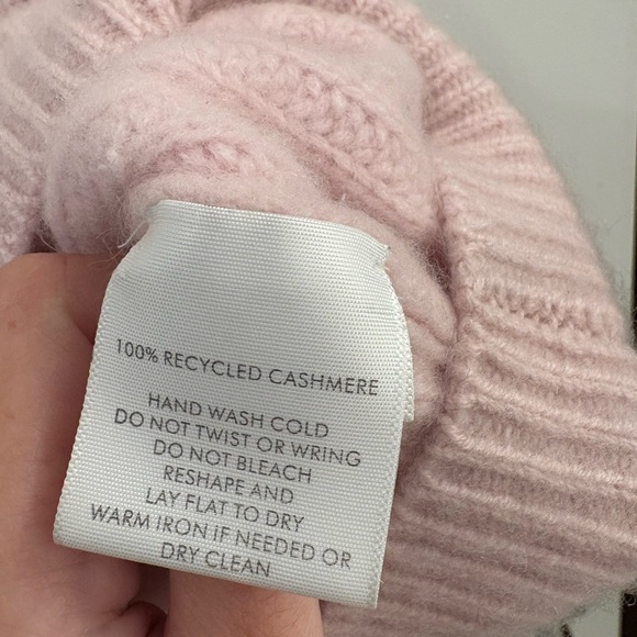White and Warren Pink Cable Knit Cashmere Sweater Size Large - Picture 3 of 9
